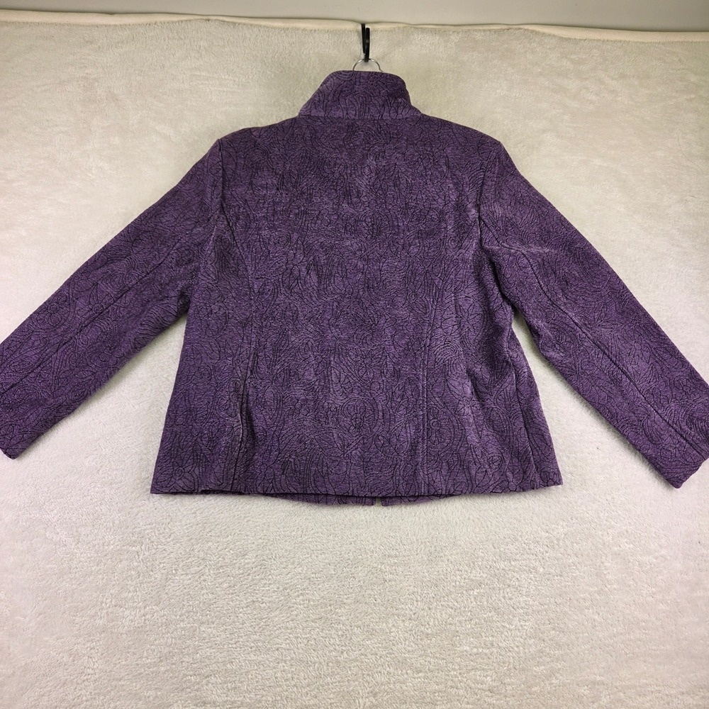 Dressbarn Purple Floral Scroll Tapestry Zip Up Mock Neck Jacket Large - Picture 2 of 7